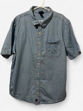 Boys Art Class Short-Sleeve Denim Button-Down Shirt - Light Blue